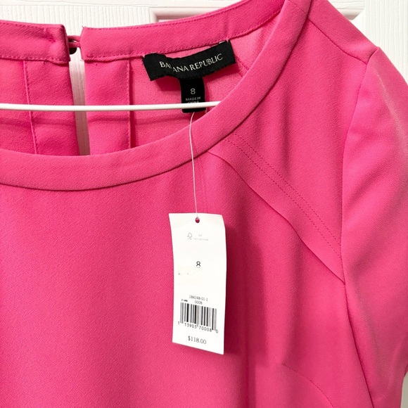 NWT Banana Republic Hot Pink Drop Waist Short Sleeve Dress Womens Size 8 - Picture 5 of 8